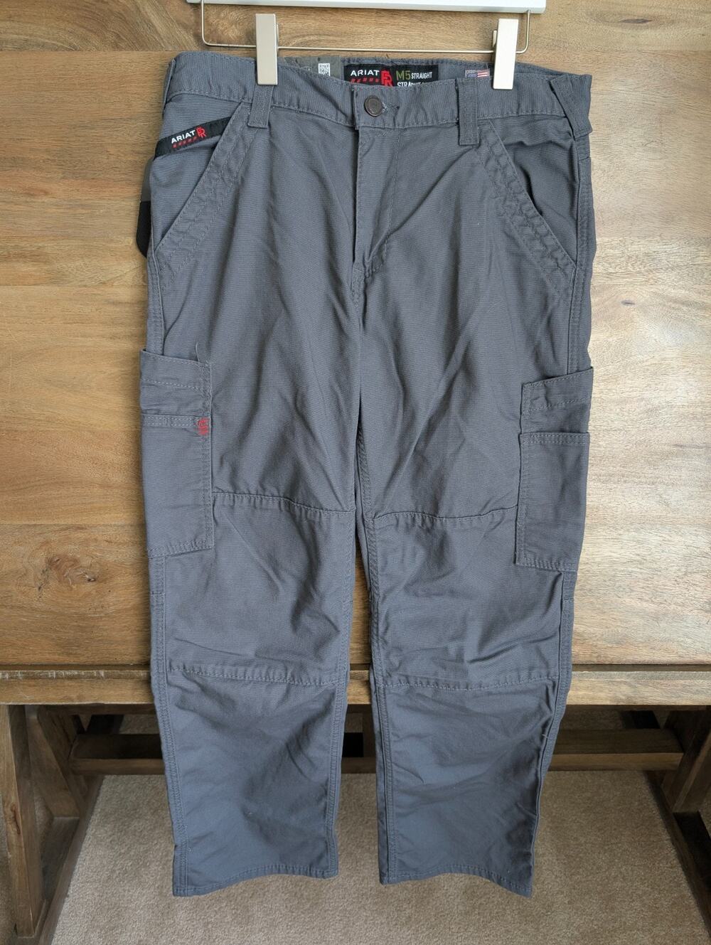 NWT Ariat Cargo Pants Mens 32x32 Gray FR M5 Dura Light Stretch Work Straight Fit